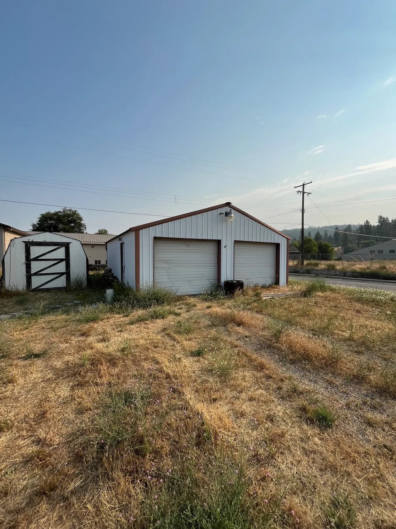 Detached shop reviewed during a Spokane property walkthrough